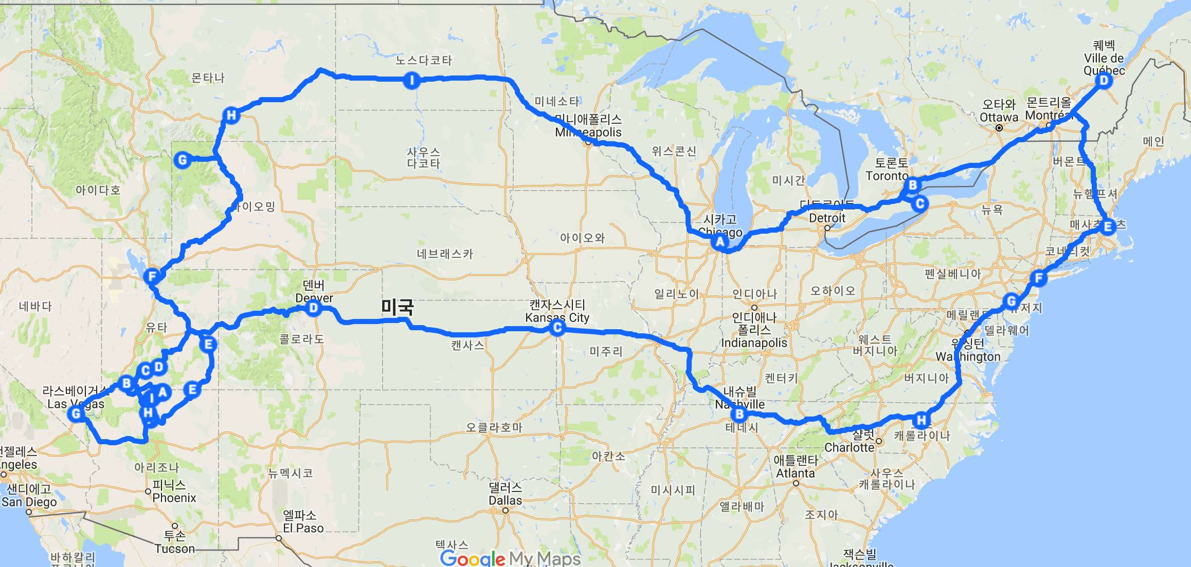 미국여행 - 37일간의 서부 및 동부 자동차여행 일정(6월~7월) 도움의견 부탁드려요